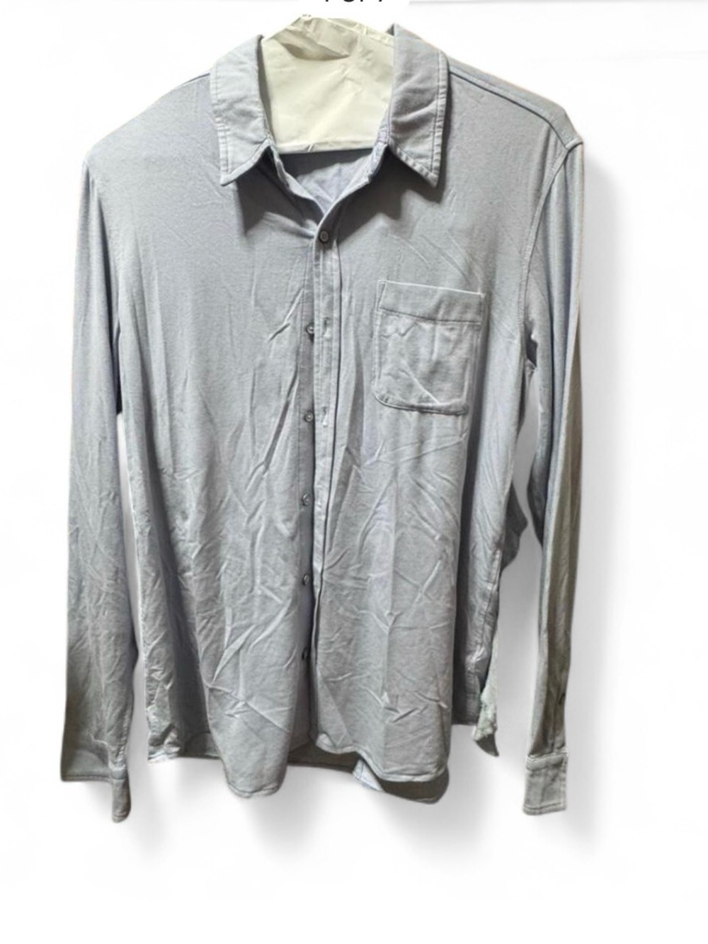 PAIGE Luxury Long-Sleeve Button-Up Shirt - Light Blue/Gray Sz Small